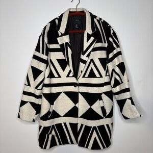 Forever 21 Rancher Vibes Wool Blend Coat Black & White Size Large
